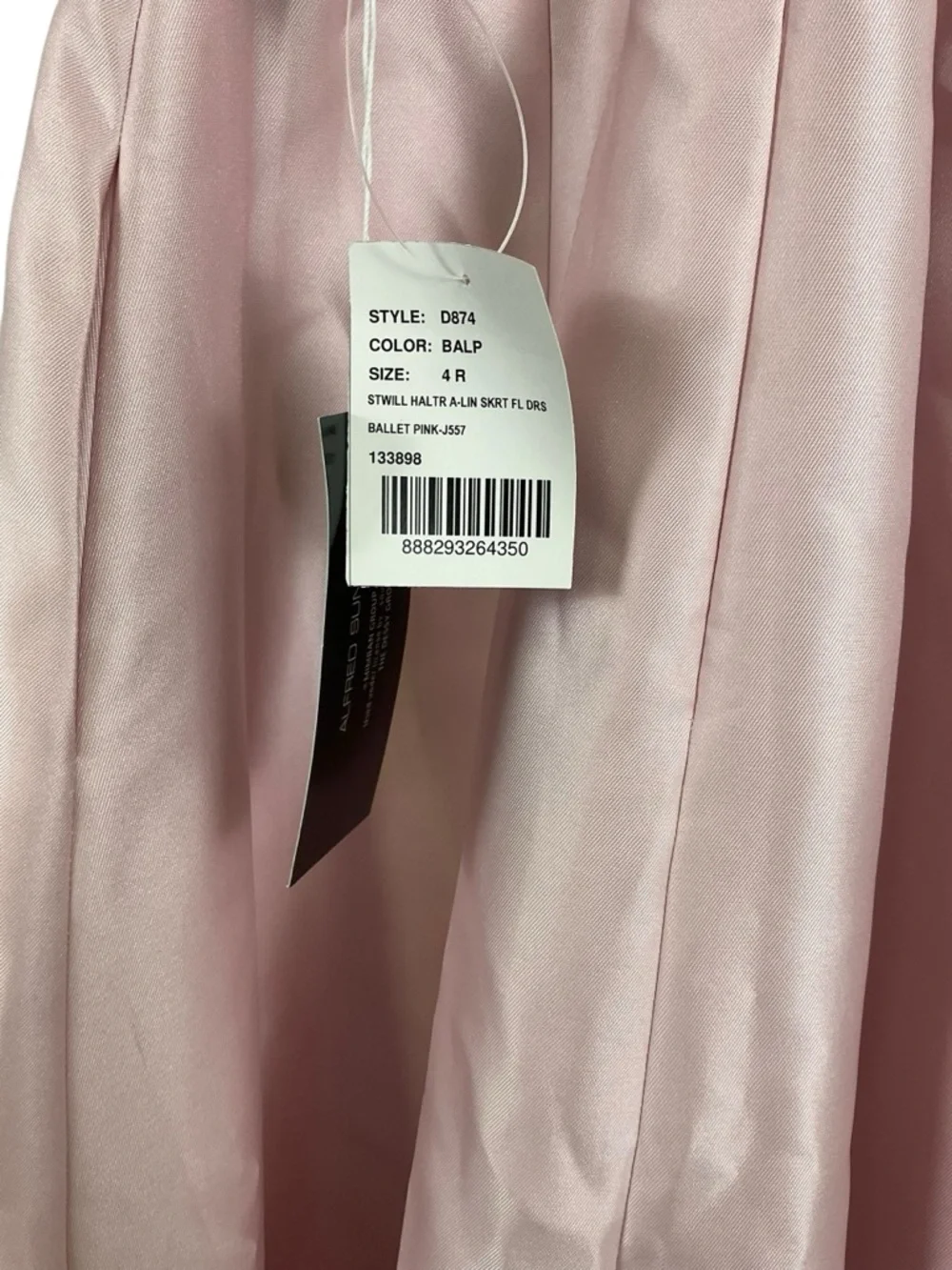 ALFRED SUNG Ballet Pink Satin Jewel-Neck Halter A-Line Maxi Dress - Picture 7 of 7